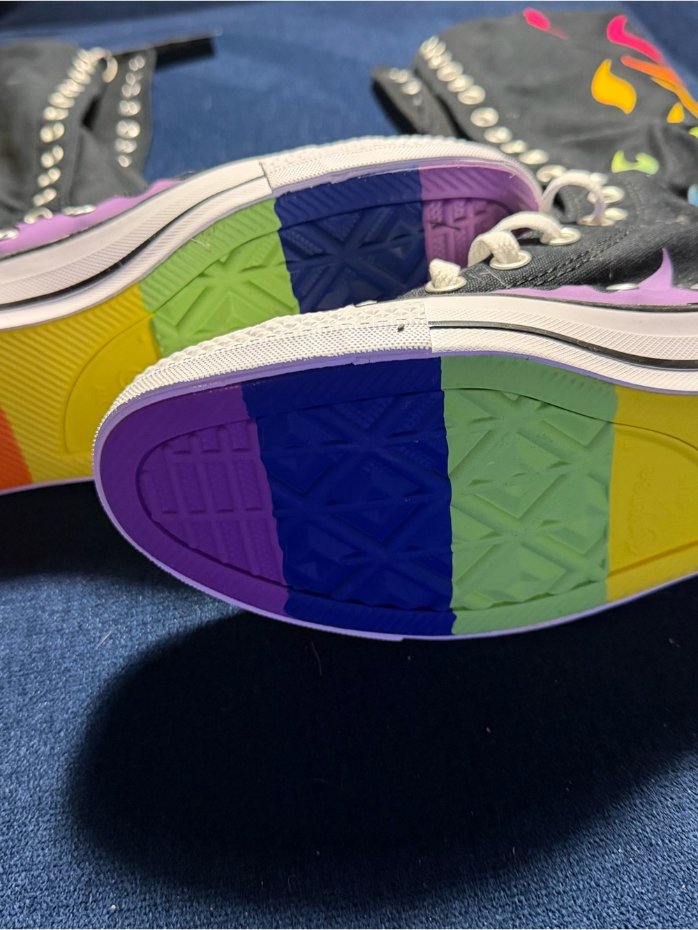 Converse All Star Black Knee High Rainbow Flame Women's Sneakers Pride 2025 - Picture 2 of 2
